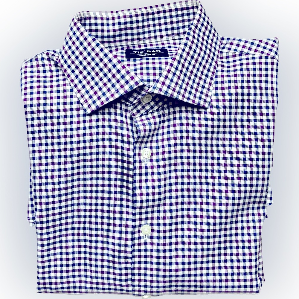 The TieBar Gingham Check Dress Shirt. Standard Fit in Size 16.5” x 36/37”